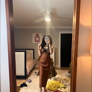 Abercrombie satin slip midi dress